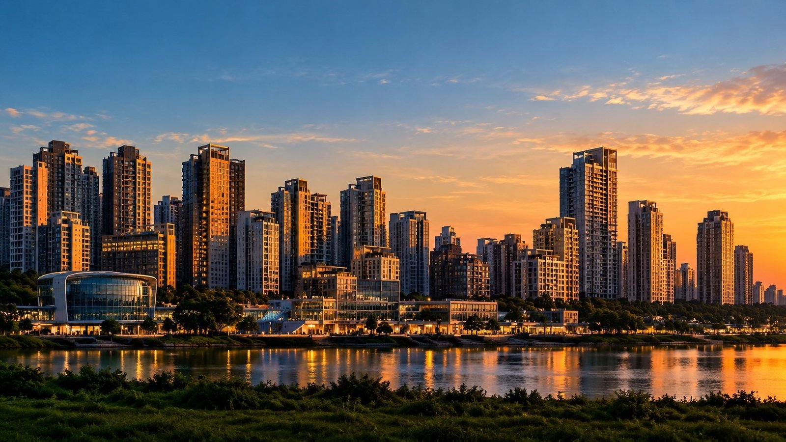 Pune skyline at golden hour