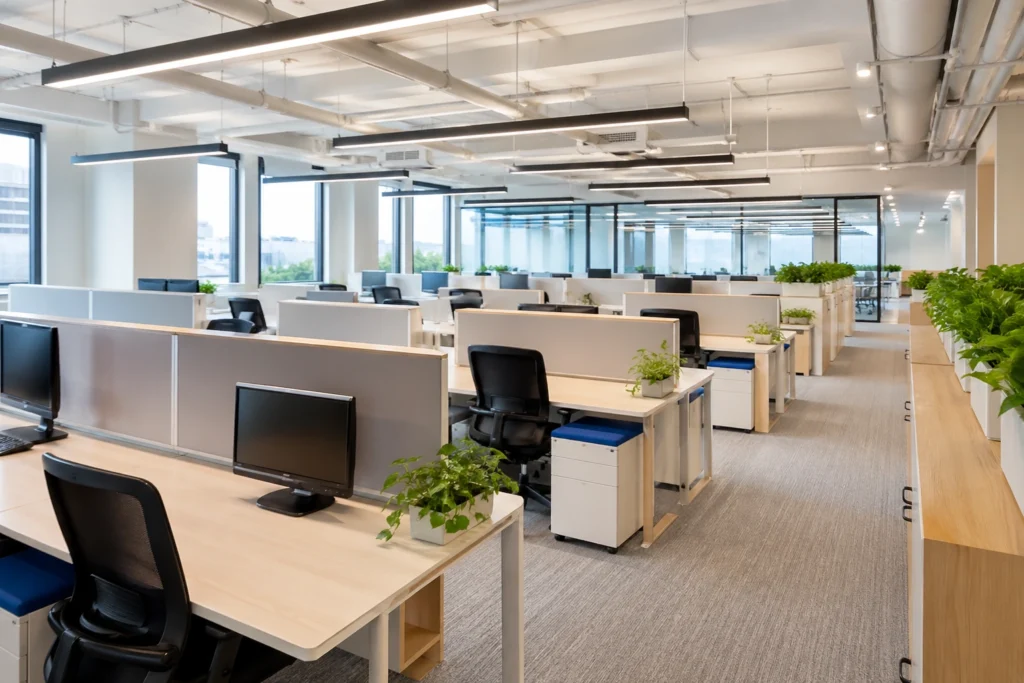 Affordable coworking desks and private cabins available for rent in Pune city center.